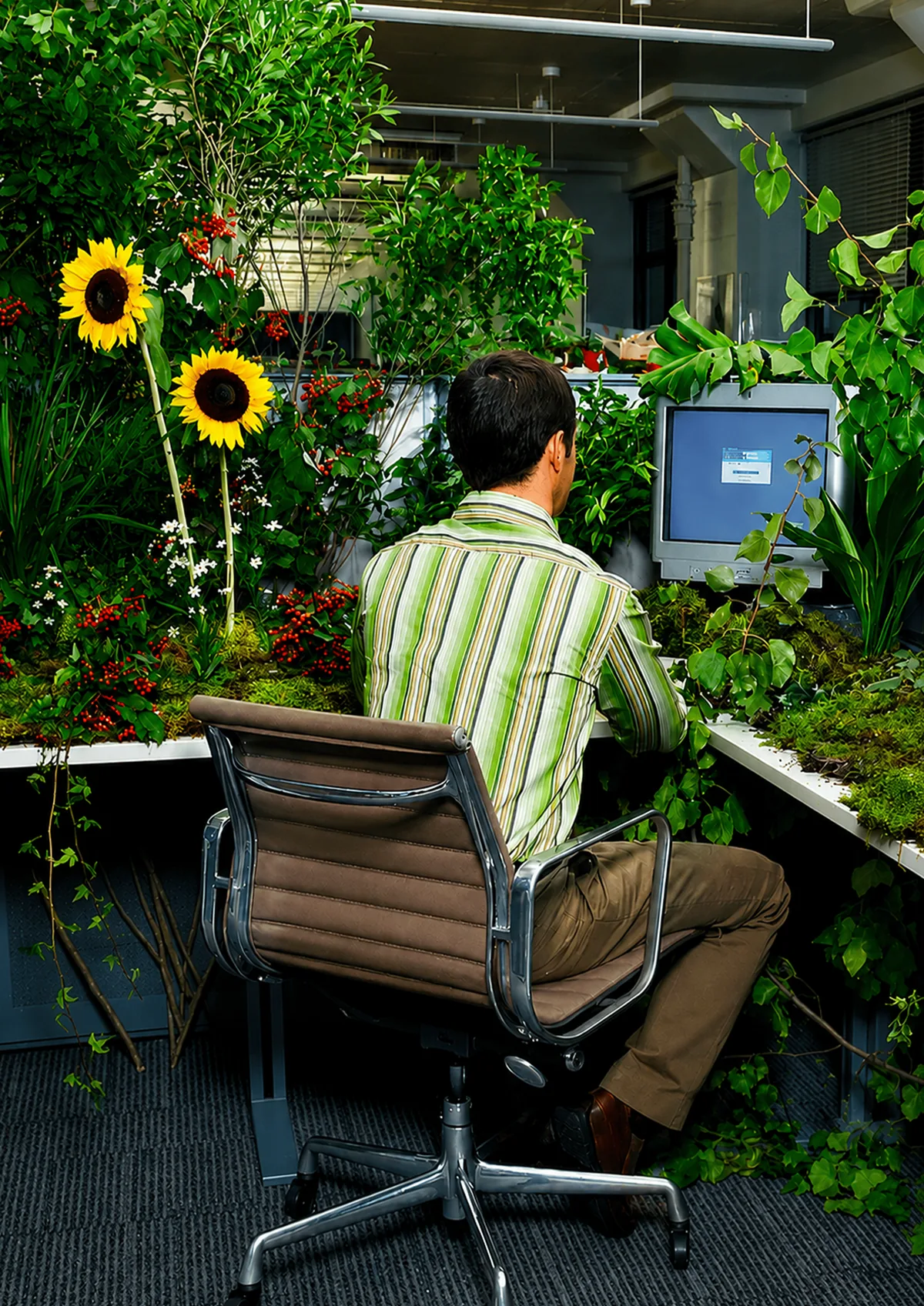 Audit IA — bureau installé en pleine nature, série IA & workflows